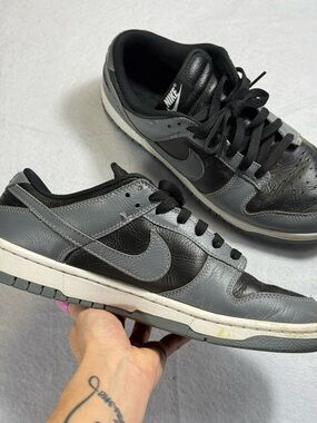 Nike Dunk Low Black Grey Leather Sneakers Men’s 9.5 Women’s 11